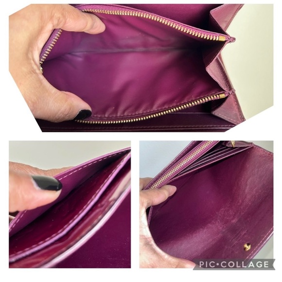 💃 LOUIS VUITTON Vernis Sarah Long Wallet Amarante - Picture 3 of 15